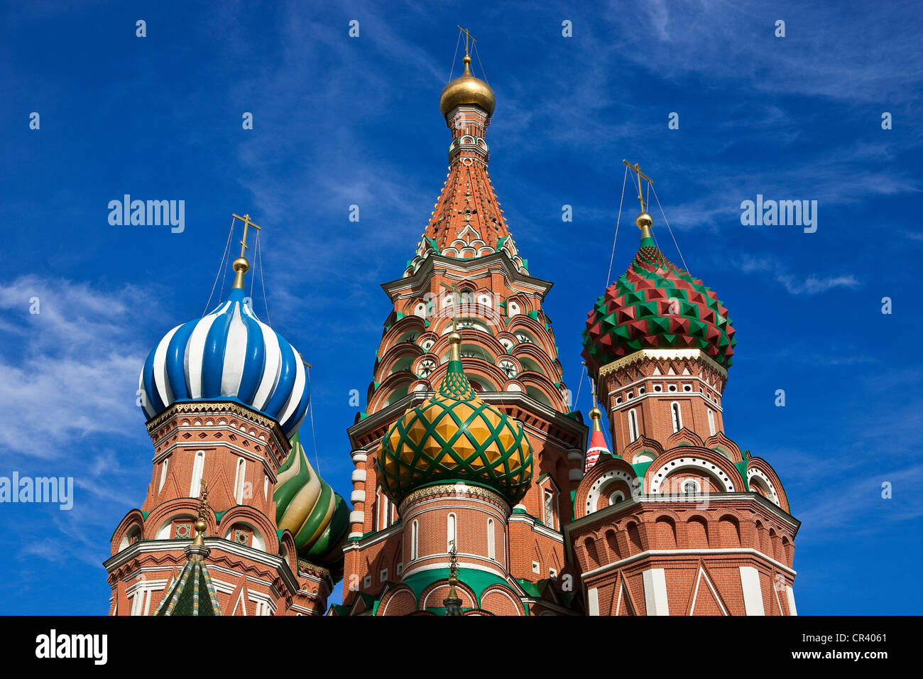 Russia, Moscow, the onion domes of St. Basil's cathedral on the Red Square, UNESCO World Heritage Stock Photo