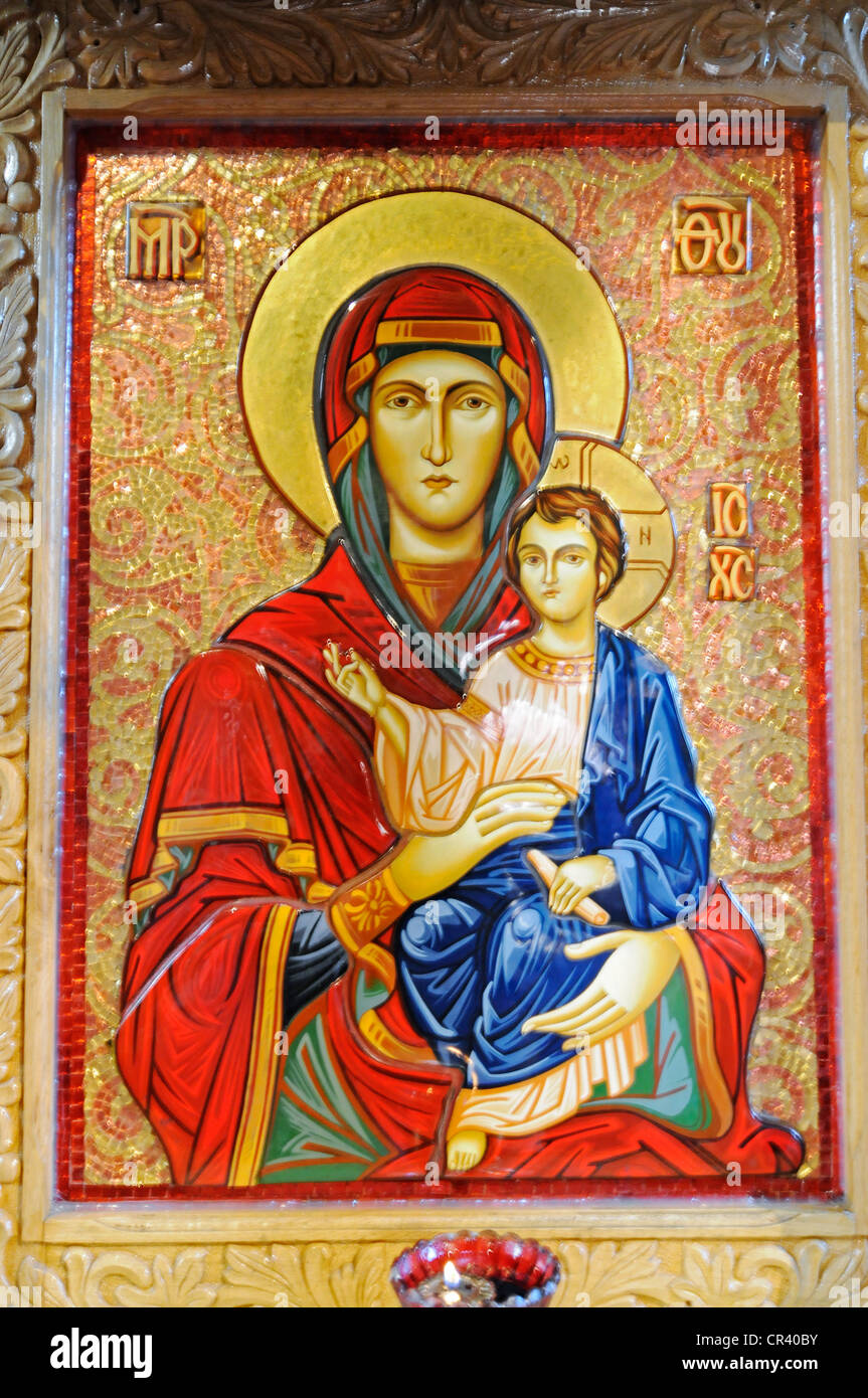 Madonna and child, Biserica Curtea Veche Church, St Anton Old Court Church, Bucharest, Romania, Eastern Europe Stock Photo