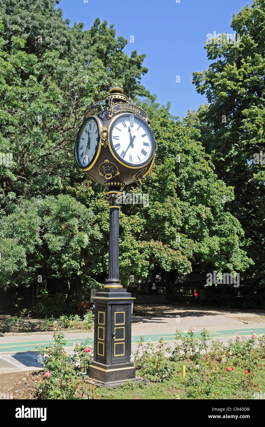 Public clock, Herastrau Park, Bucharest, Romania, Eastern Europe, PublicGround Stock Photo