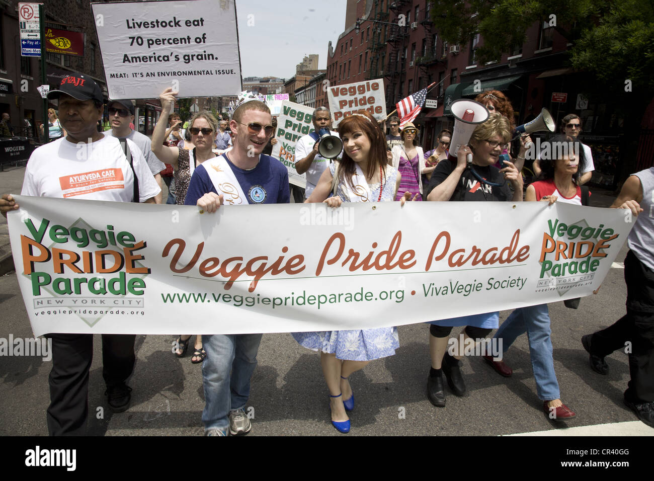 Annual Veggie Pride Parade in Greenwich Village, New York City. Stock Photo
