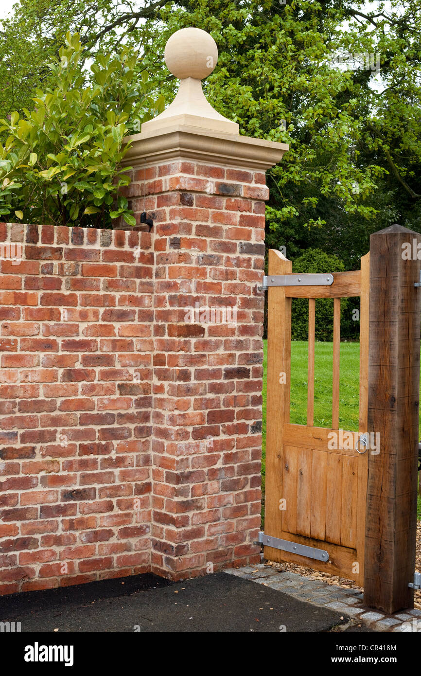 New garden wall at the entrance to country house, England, UK Stock Photo