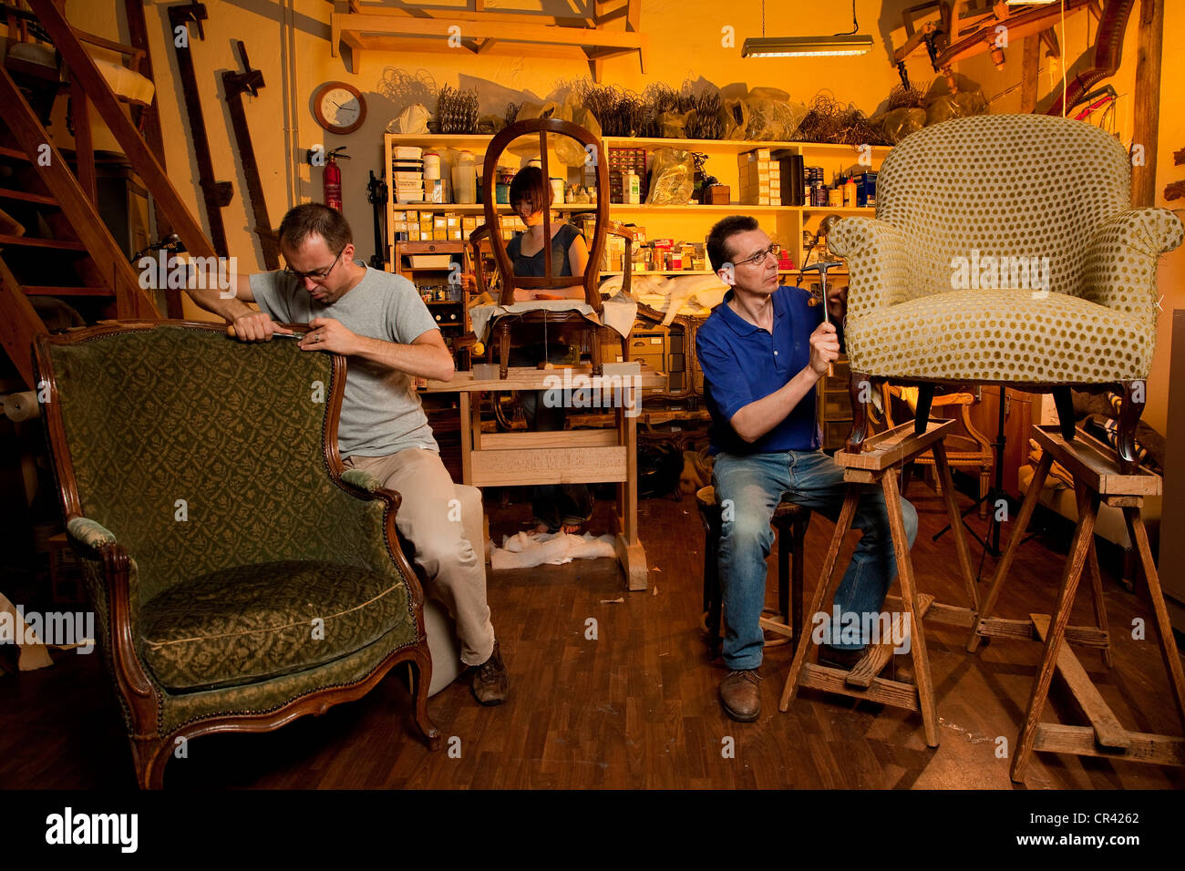 France, Paris, Maison Brazet, upholstery Stock Photo Alamy