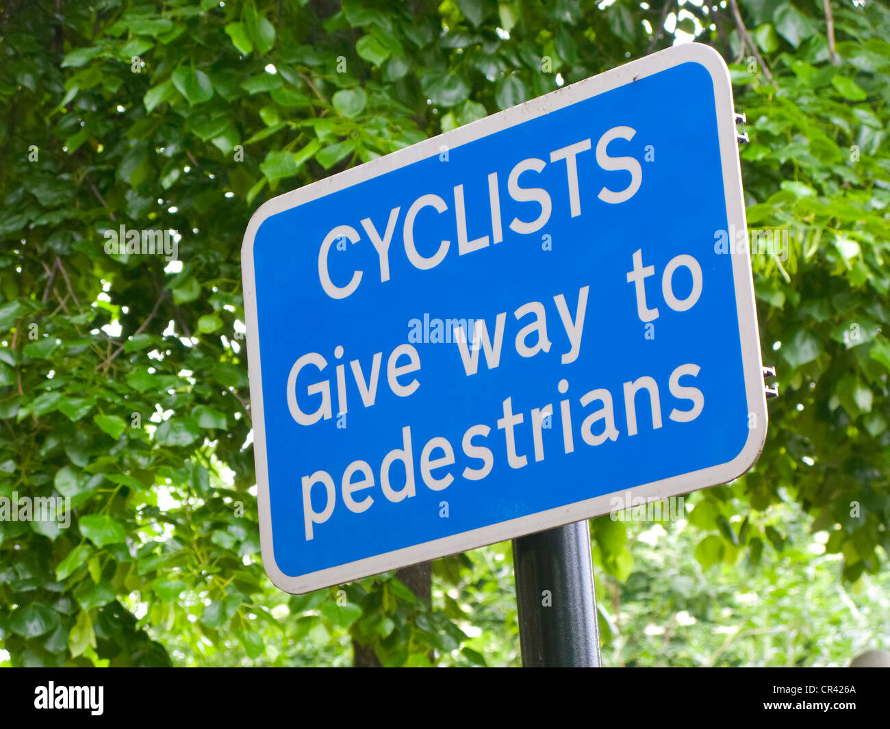 Warning Sign to Cyclists Stock Photo - Alamy