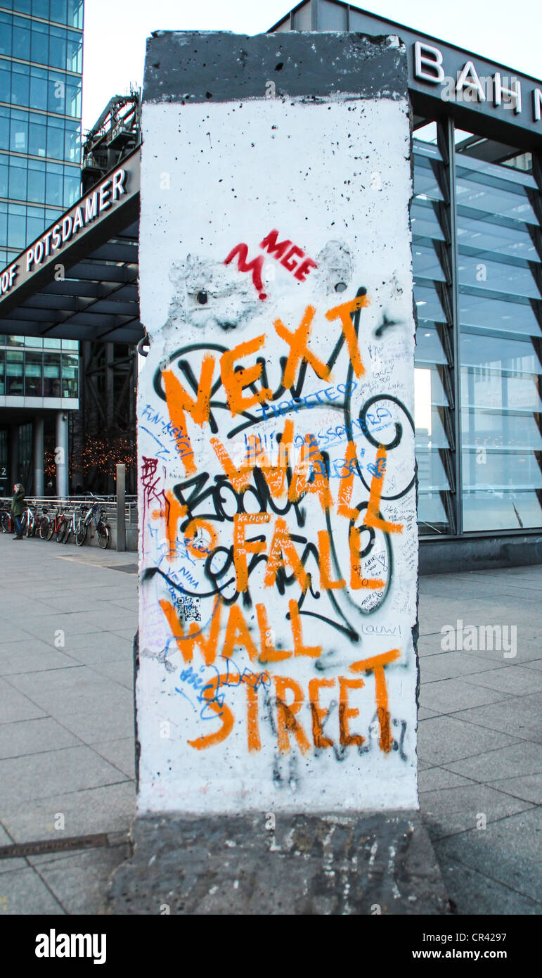 Sections of the Berlin Wall at Potsdamer Platz in Berlin, Germany Stock Photo