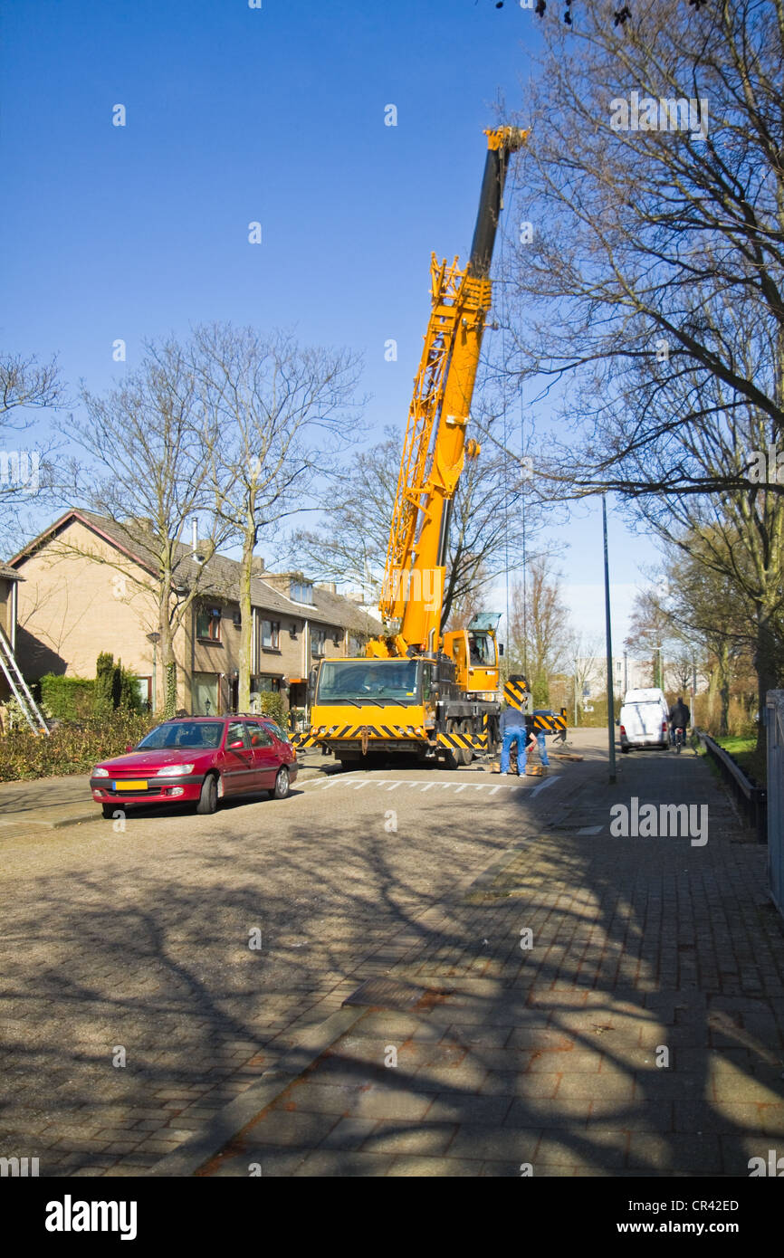 Preparing crane for lifting heavy weights Stock Photo