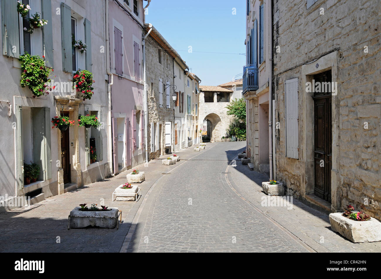 Alley, historic district, Saint Gilles du Gard, Languedoc-Roussillon region, France, Europe Stock Photo