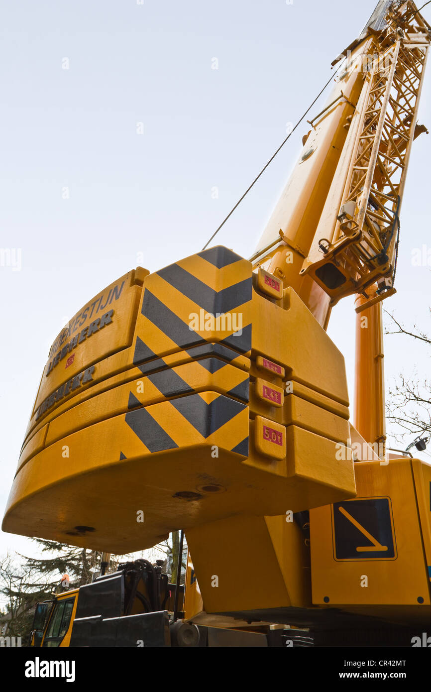 Counterweights on a crane Stock Photo