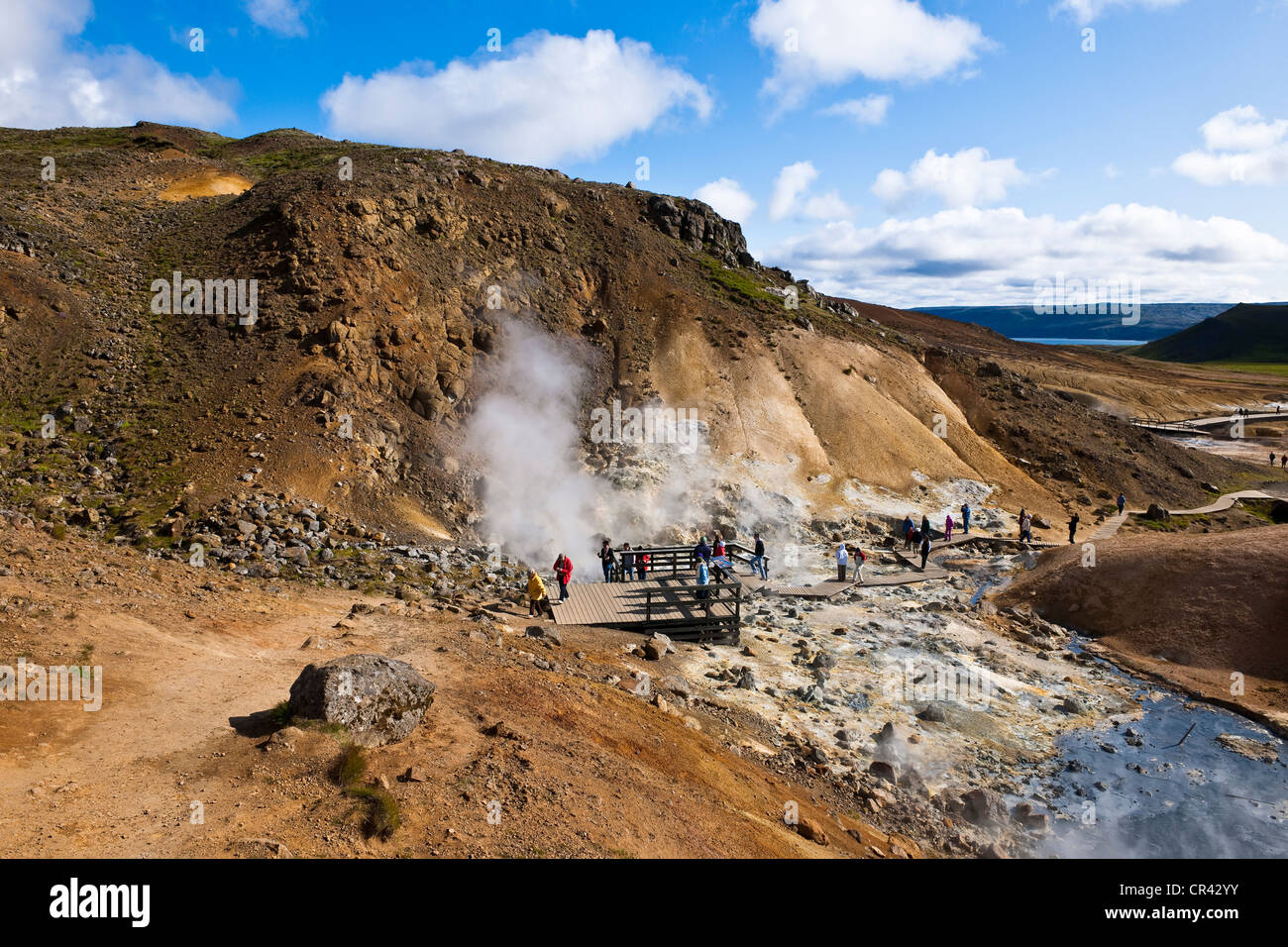 Iceland, Reykjavik region, Krisuvik Valley, solfatares and fumaroles of Seltun geothermical area Stock Photo