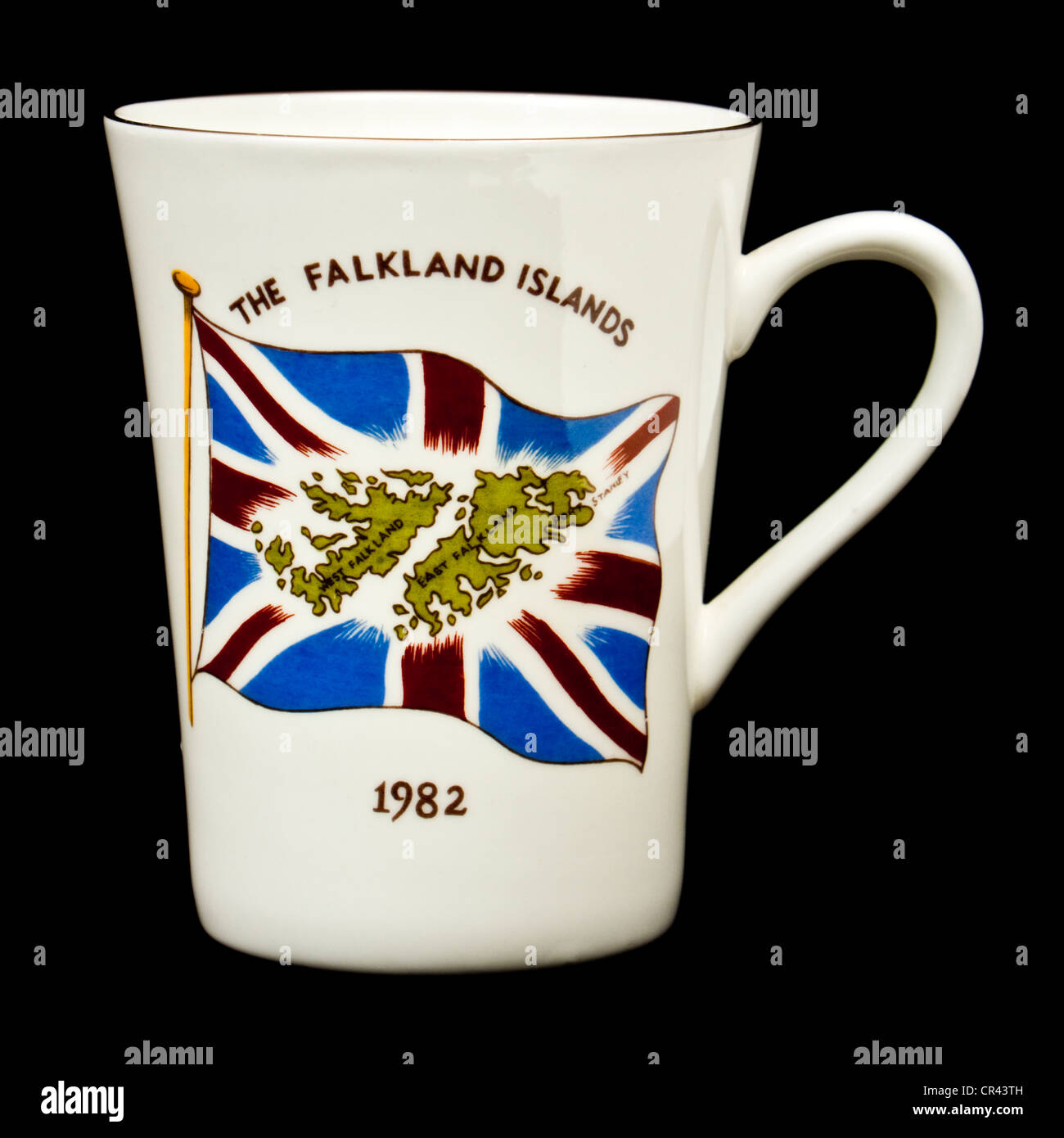 Porcelain mug commemorating the 1982 Falklands War Stock Photo