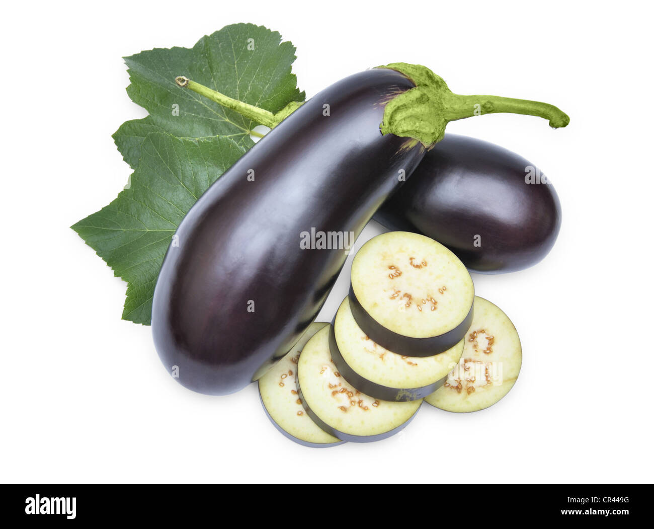 ripe aubergine vegetable isolated on white background Stock Photo