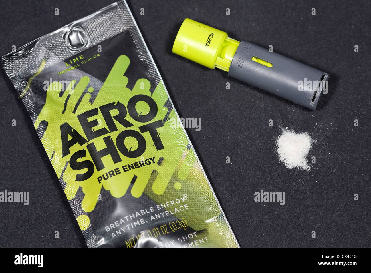 Aero Shot inhalable caffeine sticks.  Stock Photo