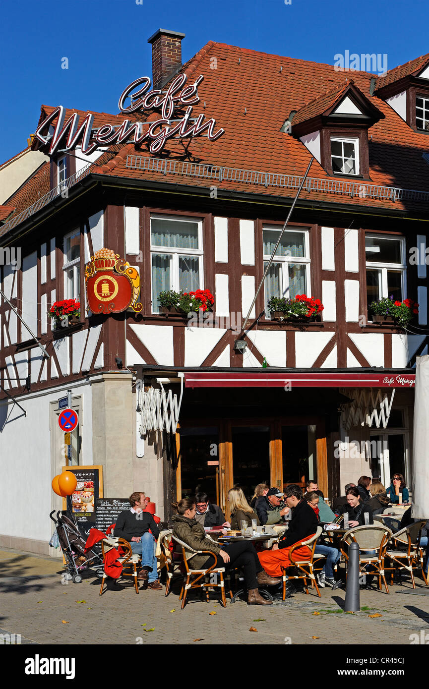 Mengin Cafe, Schlossplatz square, Erlangen, Middle Franconia, Franconia, Bavaria, Germany, Europe Stock Photo