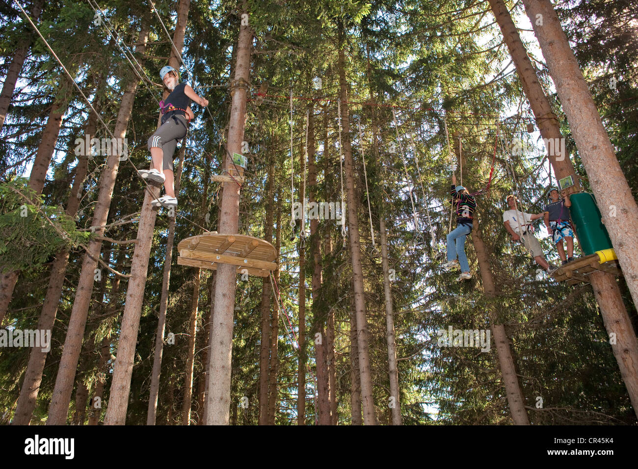 France, Savoie, Les Arcs 1800, adventure trail in the branches Stock Photo