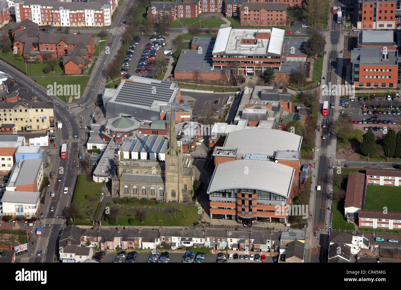 aerial view of UCLan, the University of Central Lancashire in Preston Stock Photo