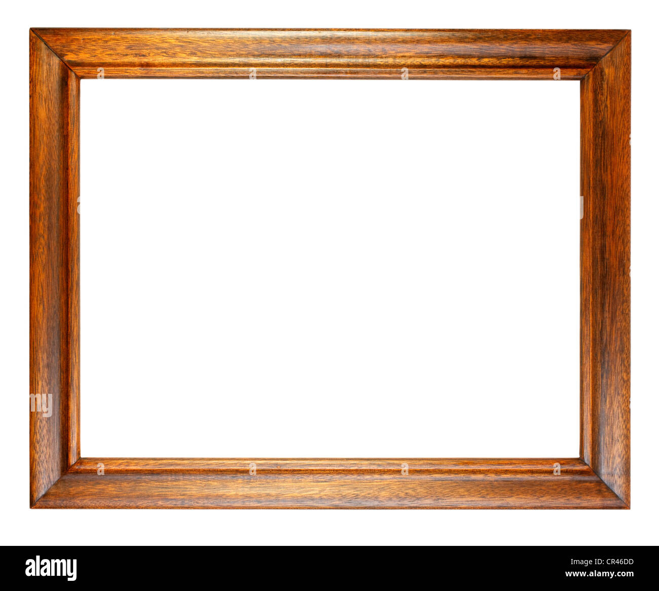 Simple, old, dark oak picture frame isolated on white. Stock Photo