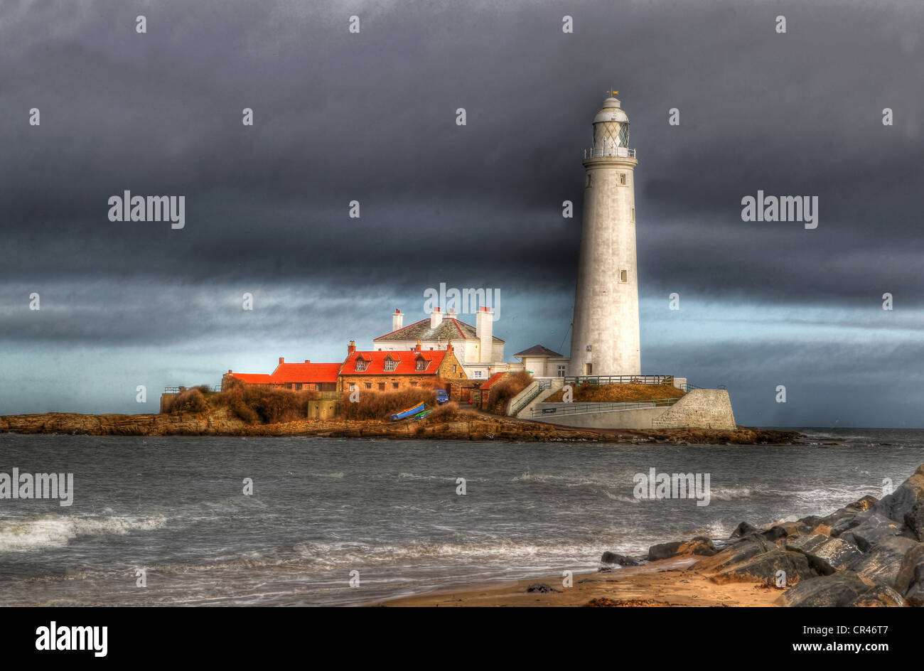 Whitley Bay Lighthouse Stock Photo Alamy