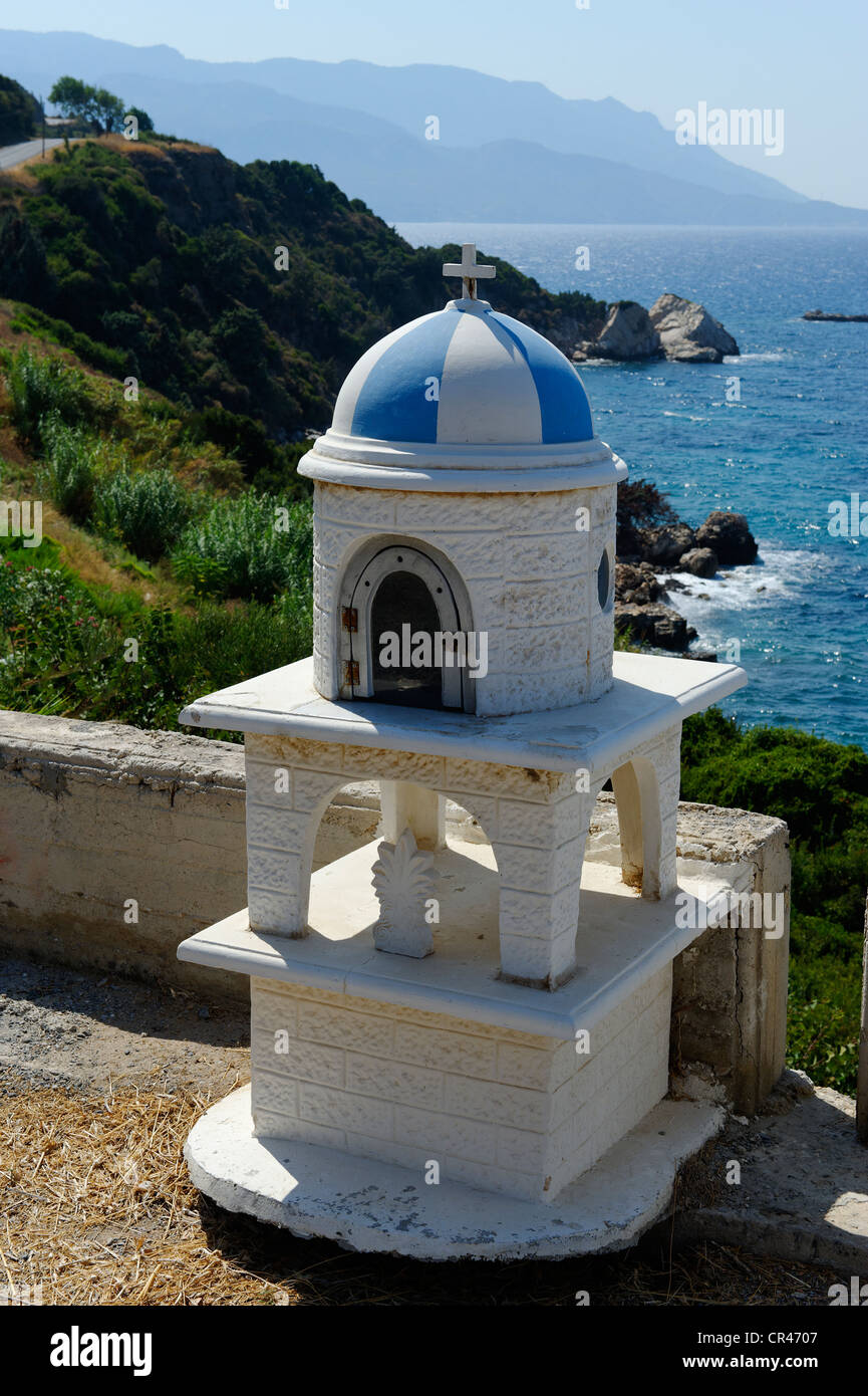 Wayside chapel, bay of Asprochorti, Samos island, southern Sporades, Aegean sea, Greece, Europe Stock Photo