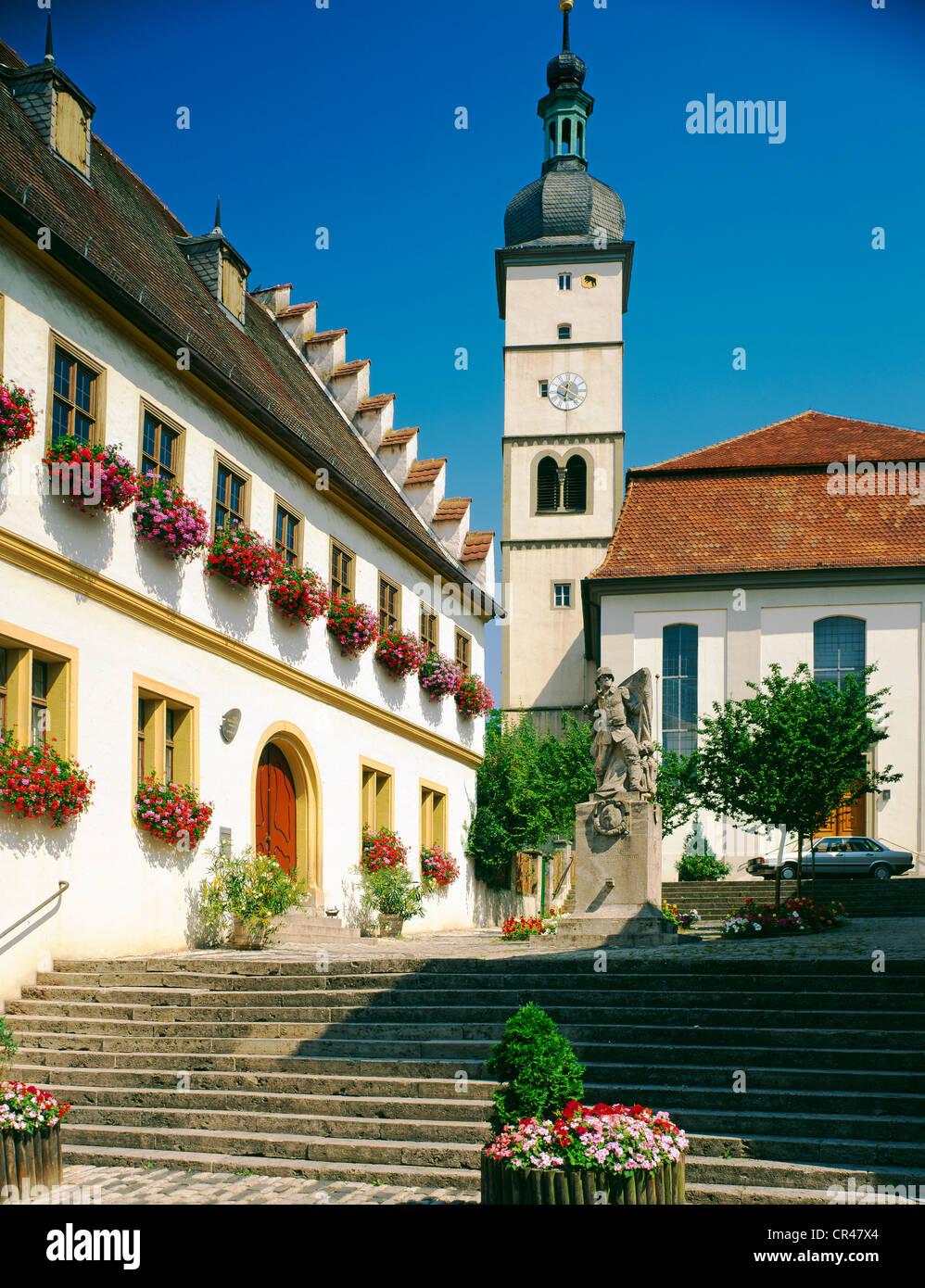 Town hall and Protestant town church, Mainbernheim, Lower Franconia