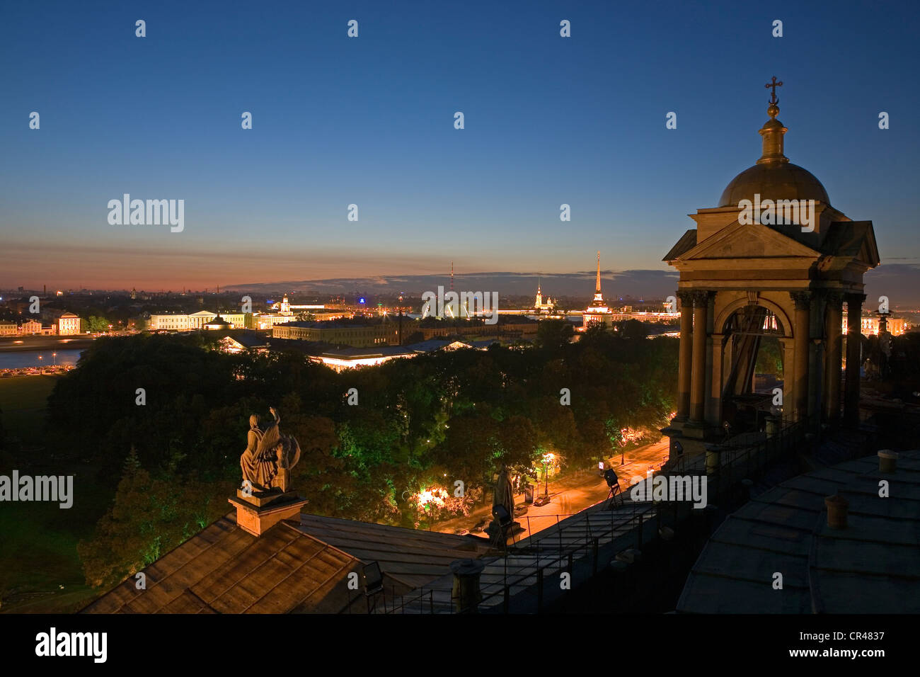 Russia, St Petersburg, UNESCO World Heritage, panorama over the city during the Nuits Blanches