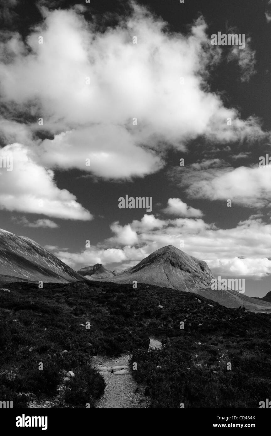 Dramatic cloudy skies over Marsco and Glen Sligachan on the Isle of Skye, Inner Hebrides, Scotland Stock Photo