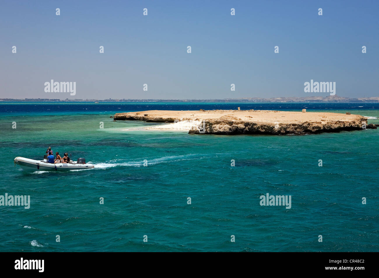 Egypt, Red Sea, Hurghada, inflatable dinghy off the coasts Stock Photo