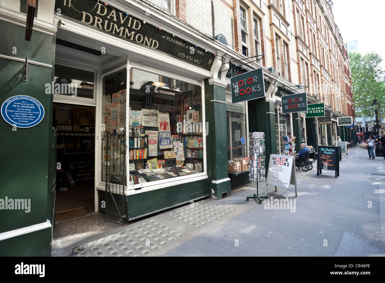 Cecil Court Trader's Association row of book shops, London, England, UK Stock Photo