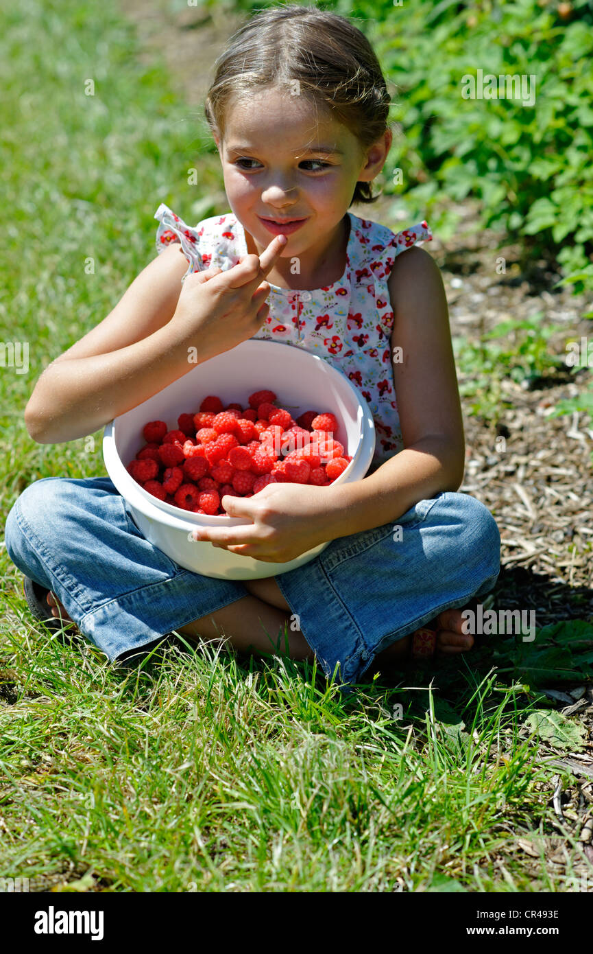 Kids eating raspberries hi-res stock photography and images - Alamy