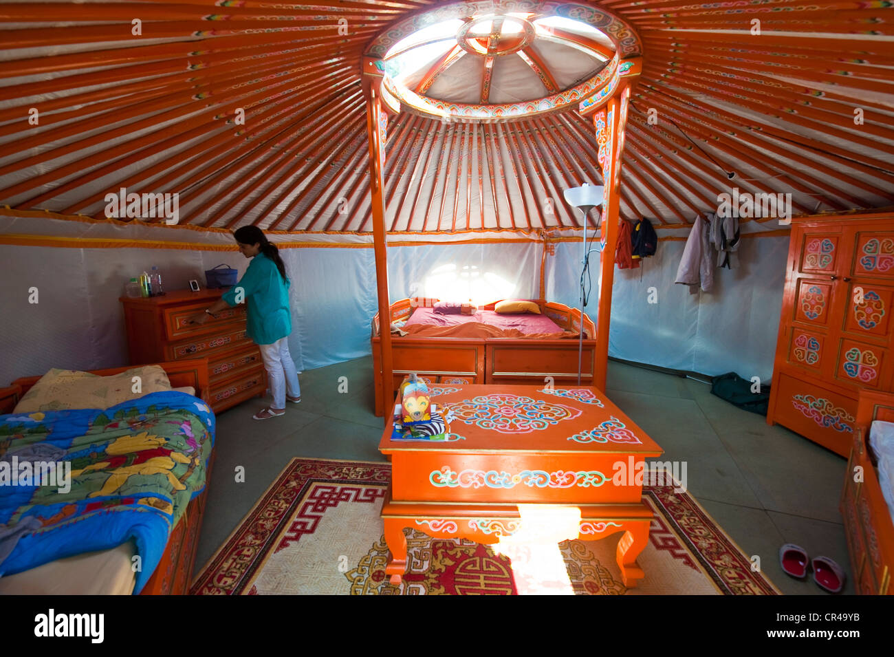 Inside top a yurt