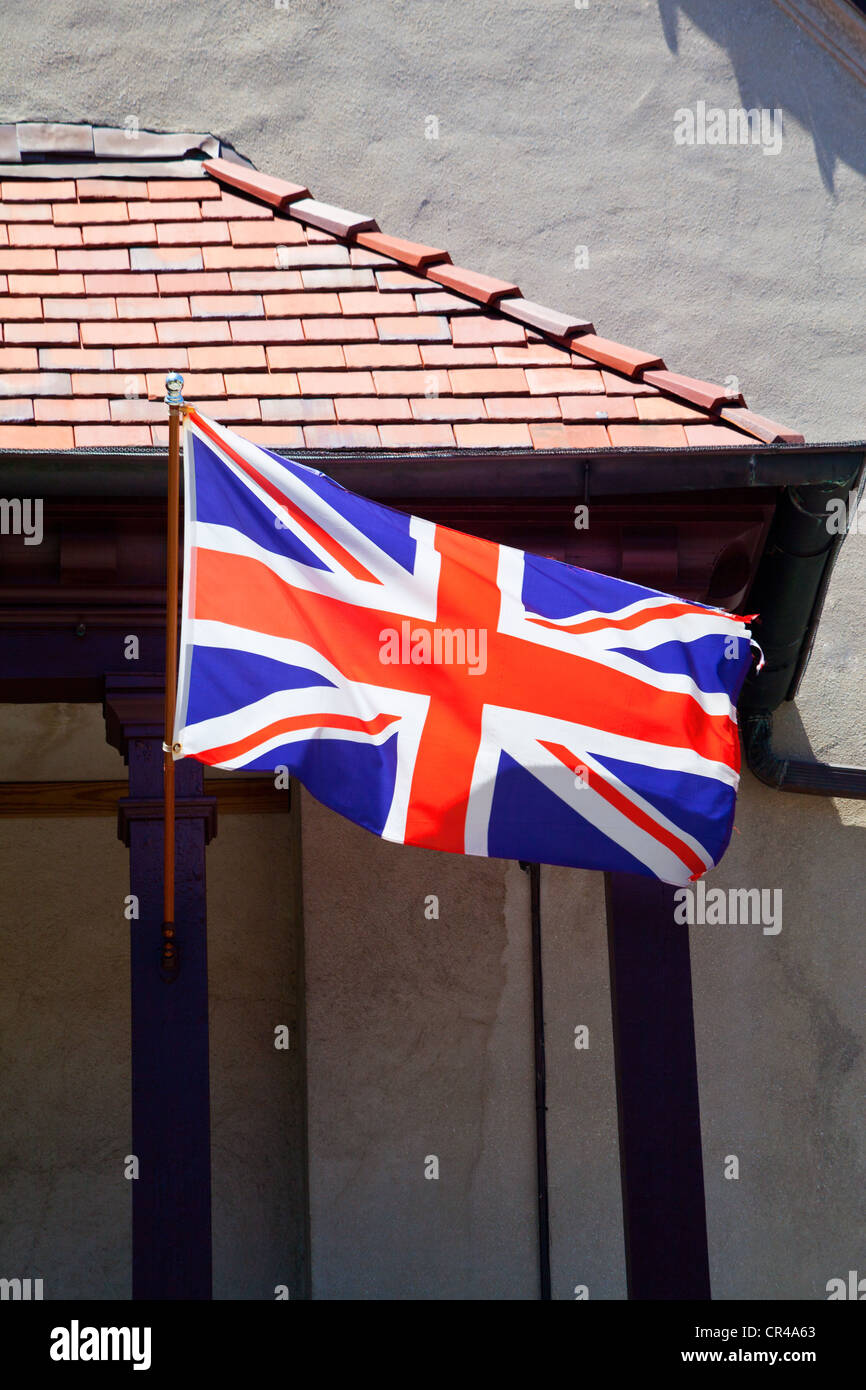 A Union Jack flies on a building in St. Augustine, Florida Stock Photo