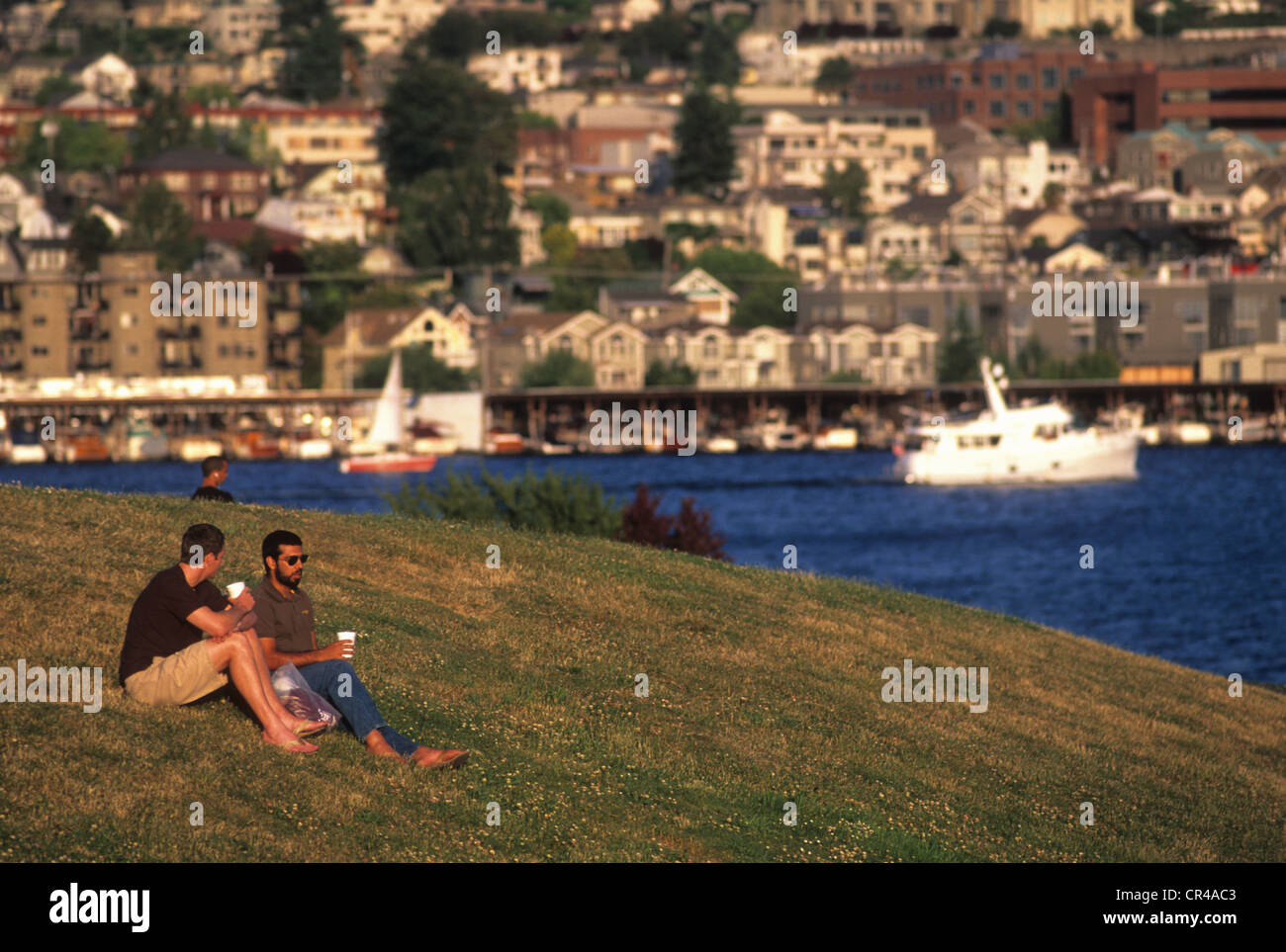 United States, Washington State, Seattle, Gas Works park and Union lake situated in the heart of