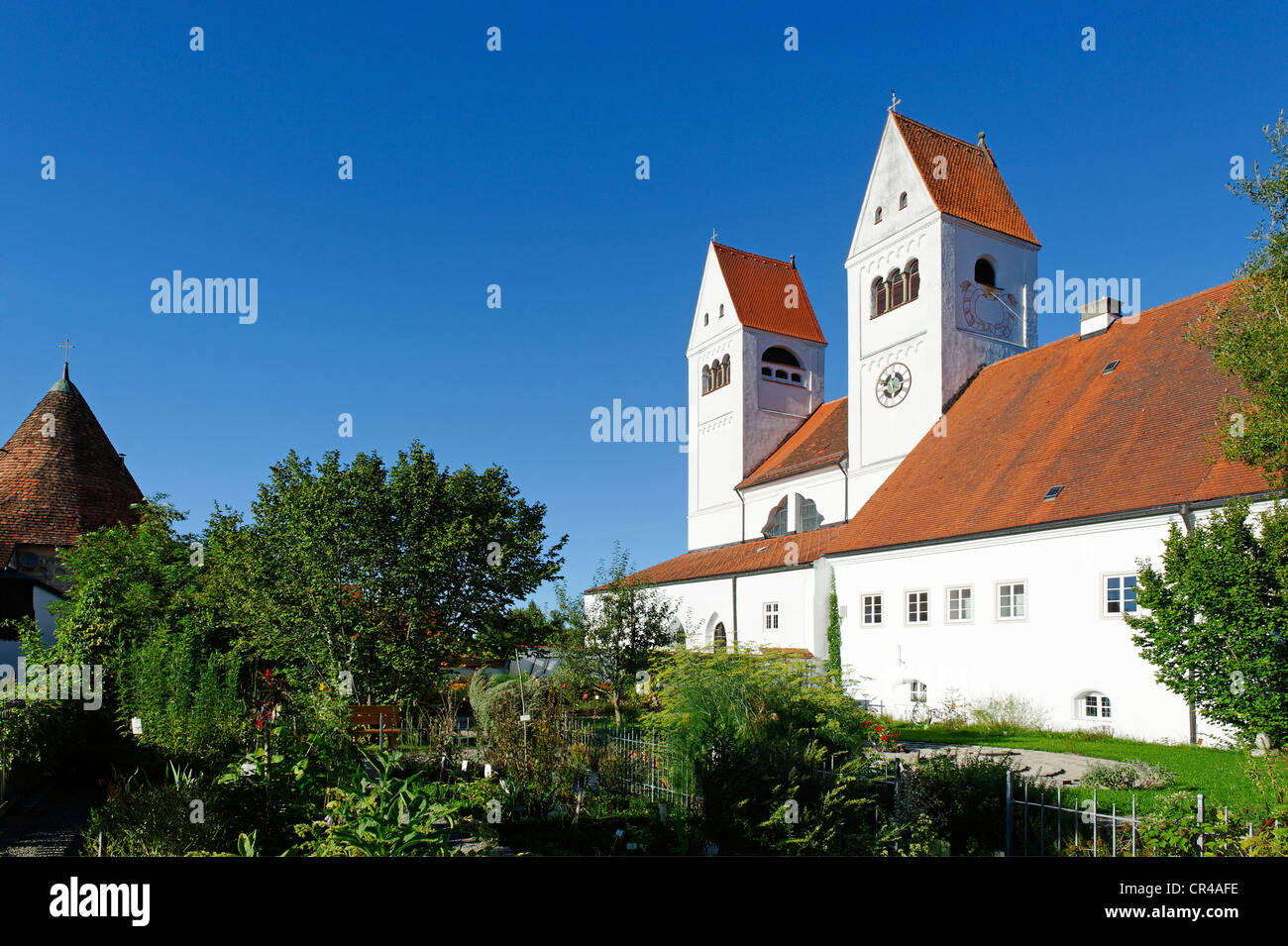 Parish Church of St. John the Baptist, former Premontres Abbey of Steingaden, Upper Bavaria, Bavaria, Germany, Europe Stock Photo