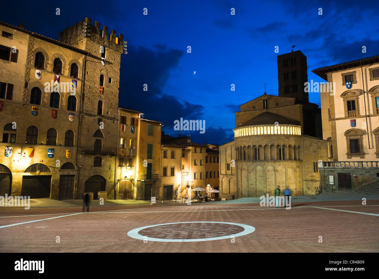 Italy, Tuscany, Arezzo, Piazza Grande, Pieve di Santa Maria Church Stock Photo