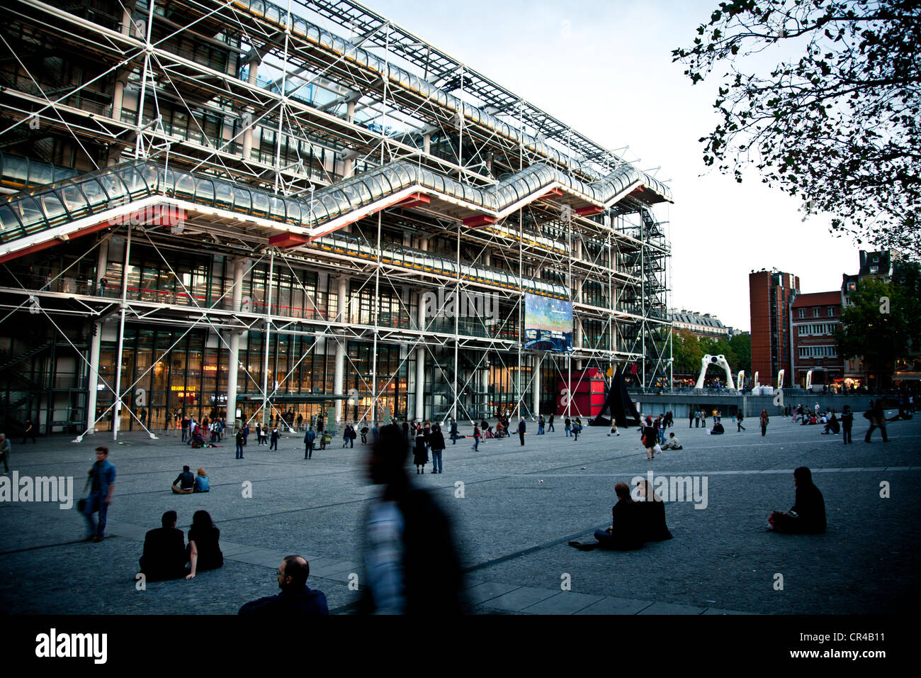 Centre Pompidou, by architects Renzo Piano, Richard Rogers and Gianfranco Franchini, Paris, France, Europe Stock Photo