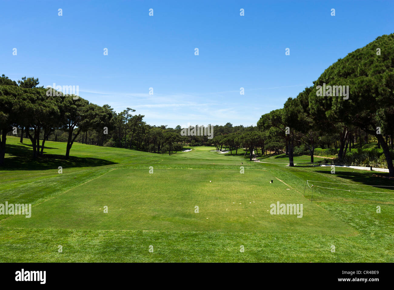 Tee and Fairway on the South Course near Vilar do Golf, Quinta do Lago, Algarve, Portugal Stock Photo