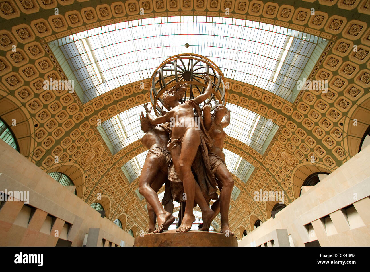 France, Paris, the Orsay Museum, the Four parts of the World Holding a Celestial Sphere by the artist Jean Baptiste Carpeaux Stock Photo