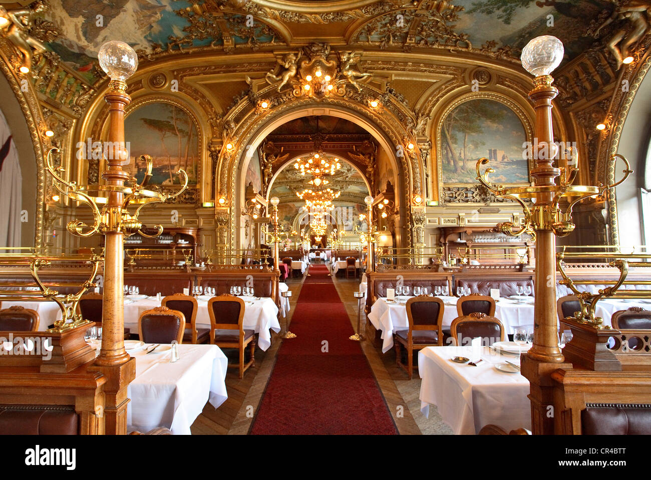 France, Gare de Lyon Railway Station, Le Train Bleu Restaurant Stock Photo