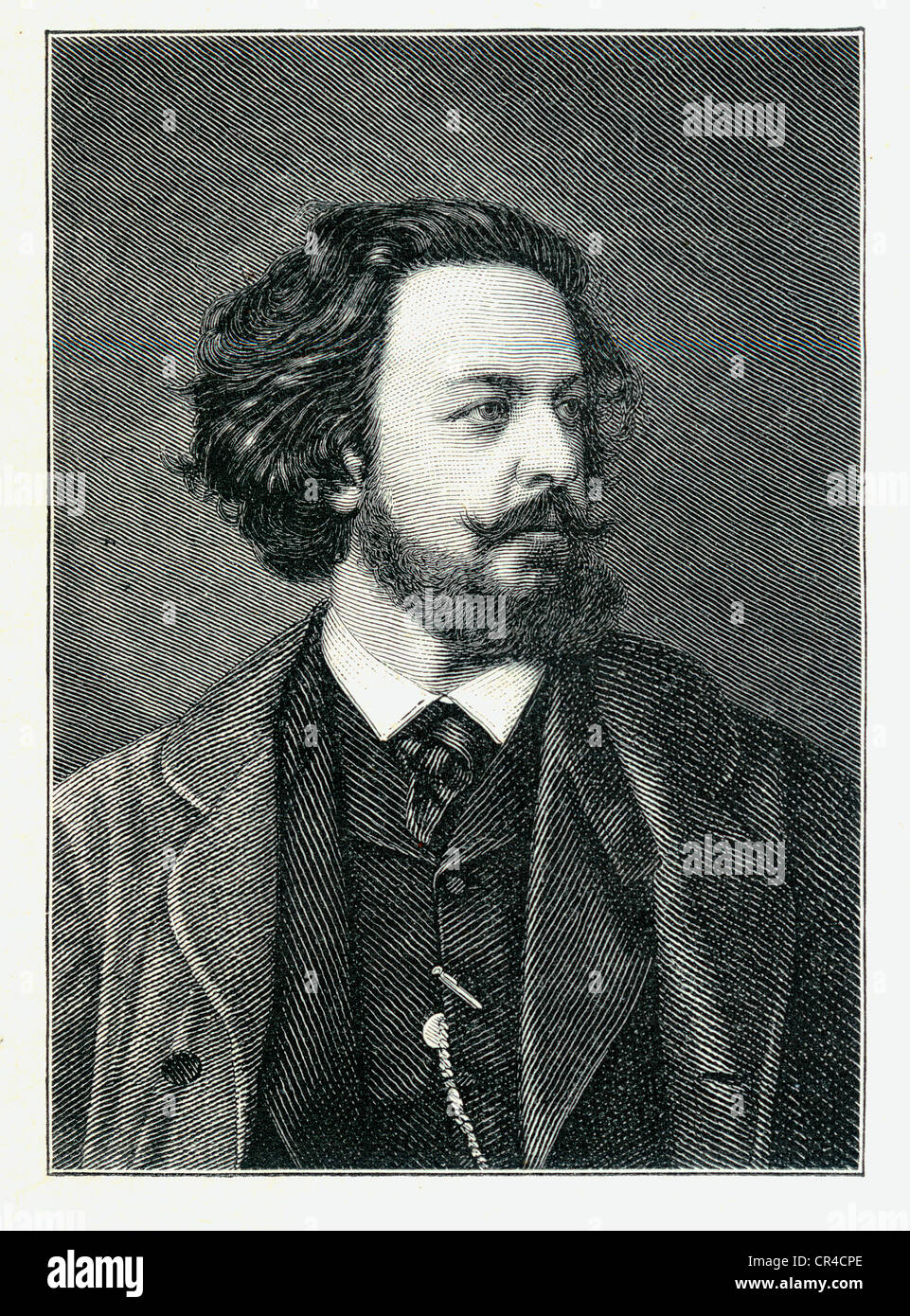 Paul Johann Ludwig von Heyse (1830 - 1914), writer, Nobel prize winner, steel engraving, before 1880 Stock Photo