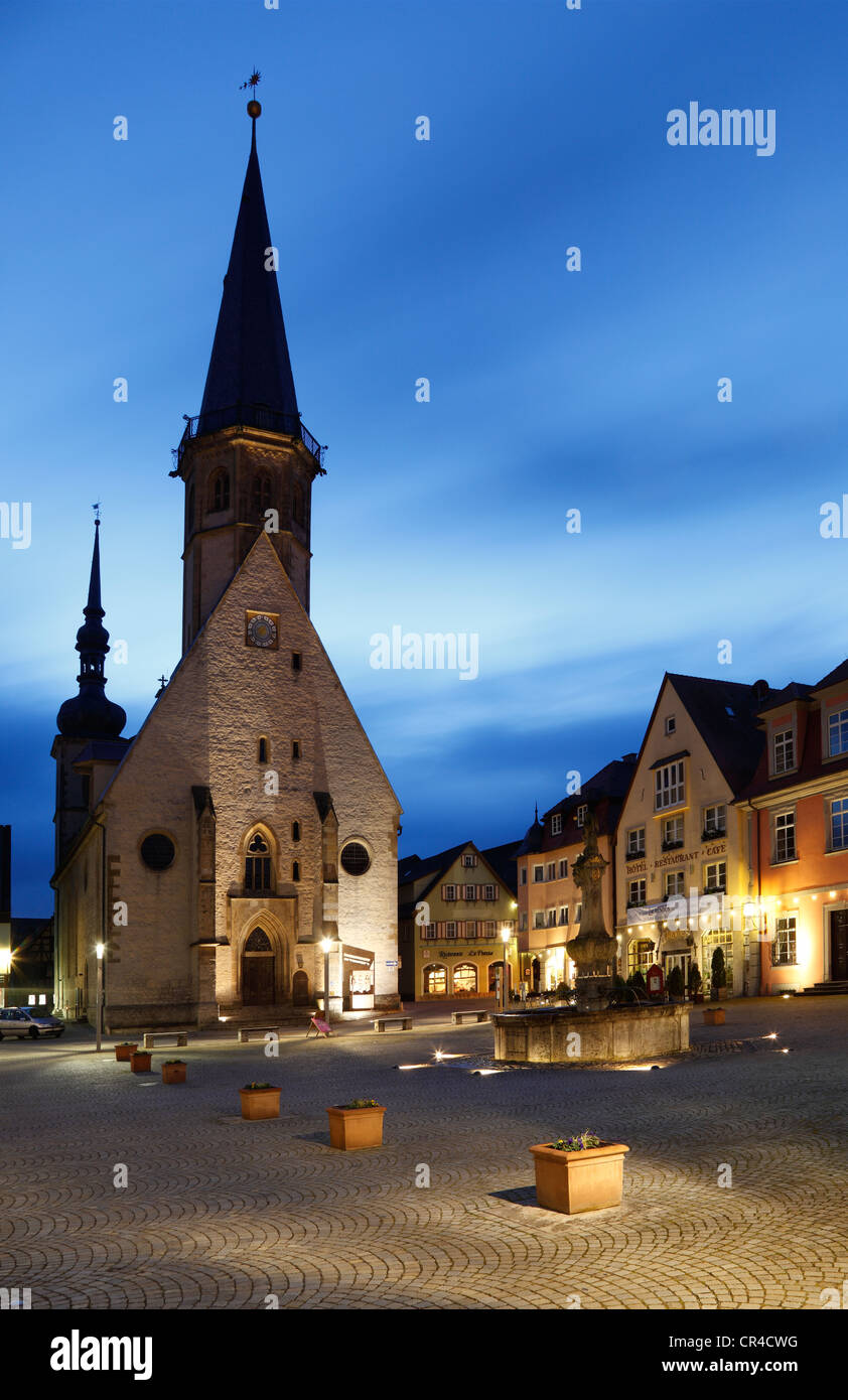 Town Church of St. George, Marktplatz square, Weikersheim on the Tauber River, Tauber Valley, Tauber Franconia Stock Photo