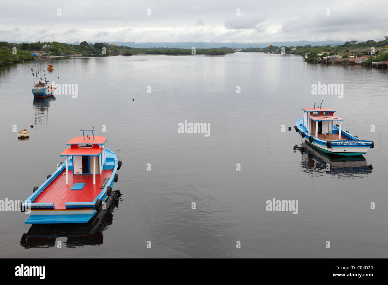 Boats in the Bay of Paranaguá, Baía de Paranaguá, Paraná, Brazil, South America, PublicGround Stock Photo