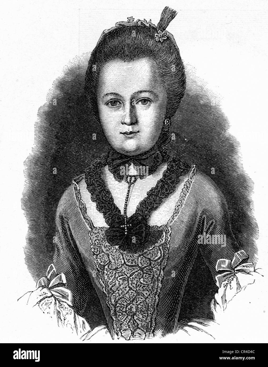 Anna Katharina Schoenkopf (1746-1810), girlfriend of J.W. von Goethe, steel engraving, before 1880 Stock Photo