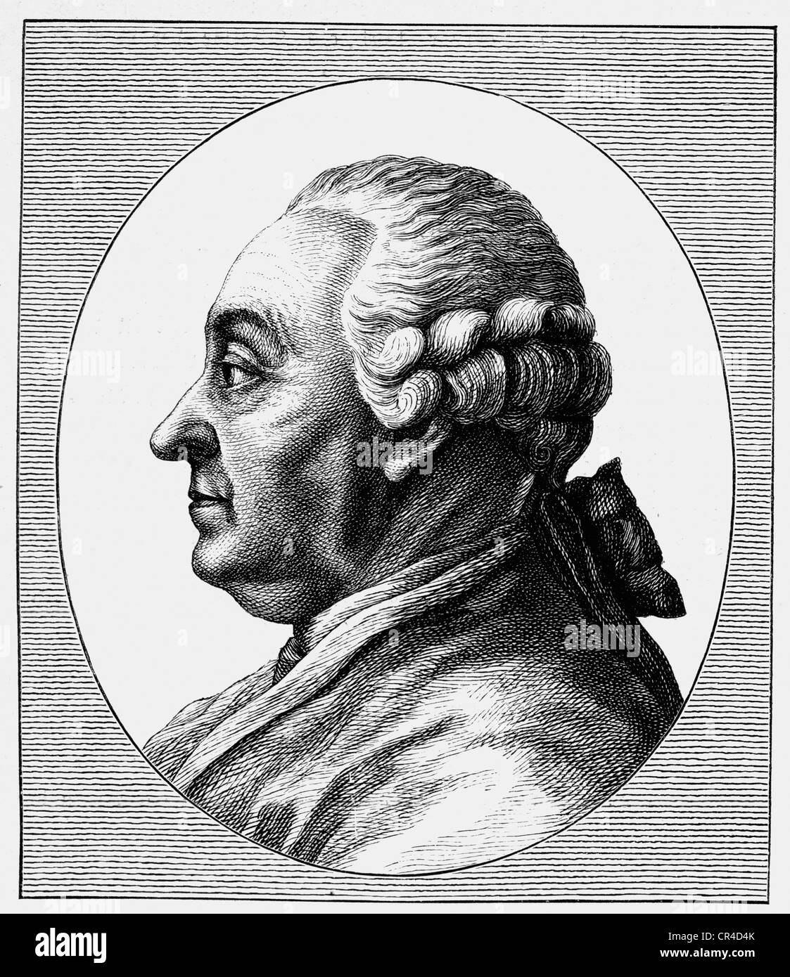 Johann Caspar Goethe (1710-1782), fahter of J.W. von Goethe, steel engraving, before 1880 Stock Photo