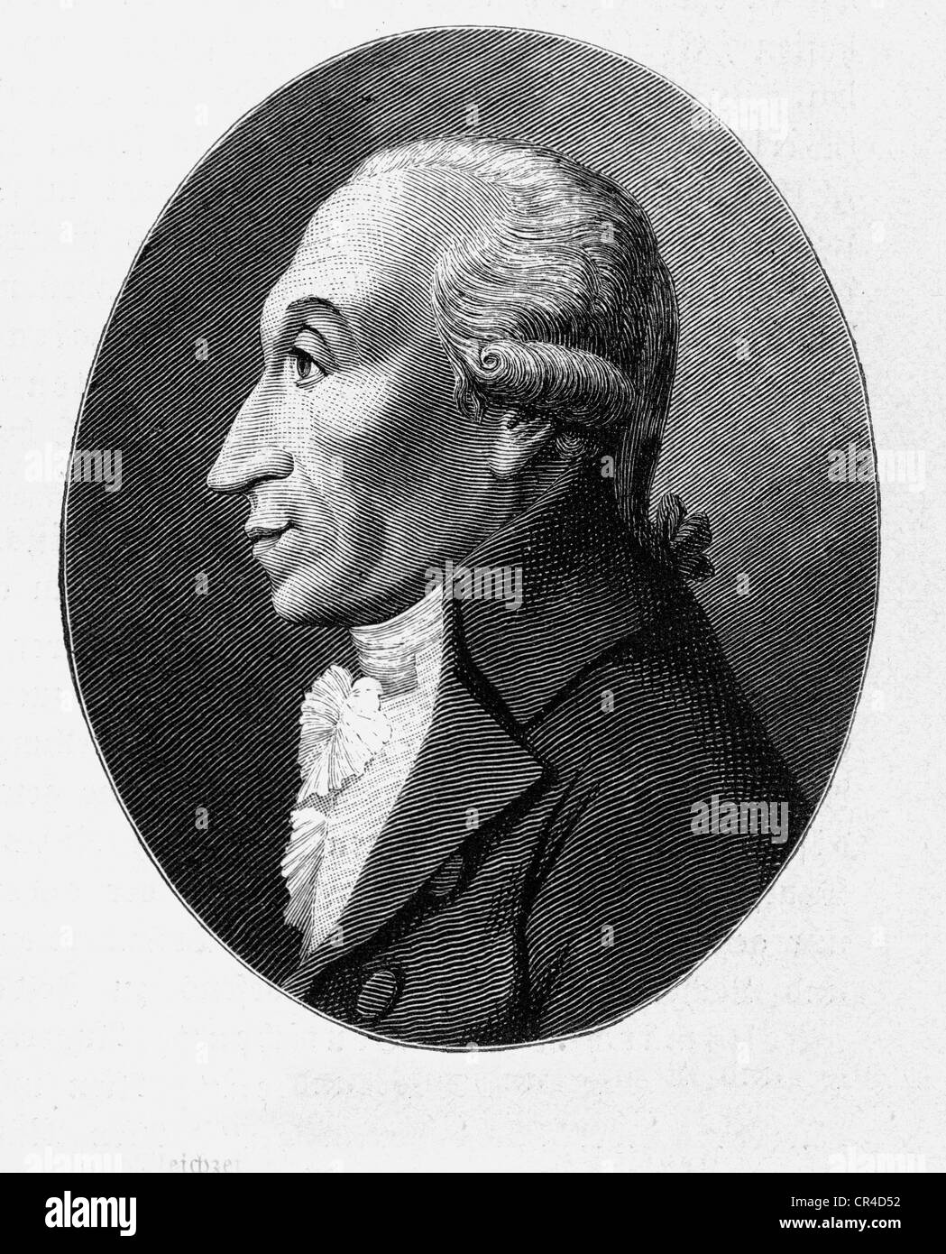 Theodor Gottlieb von Hippel der Aeltere (1741-1796), writer, statesman, steel engraving, before 1880 Stock Photo