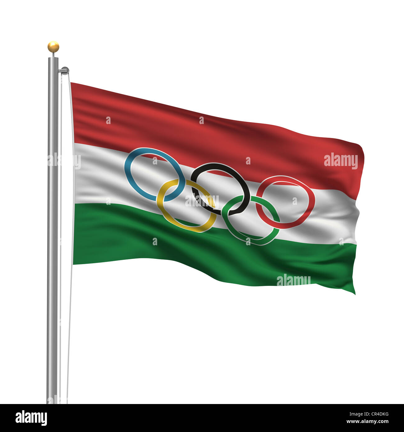 Flag of Hungary with Olympic rings Stock Photo