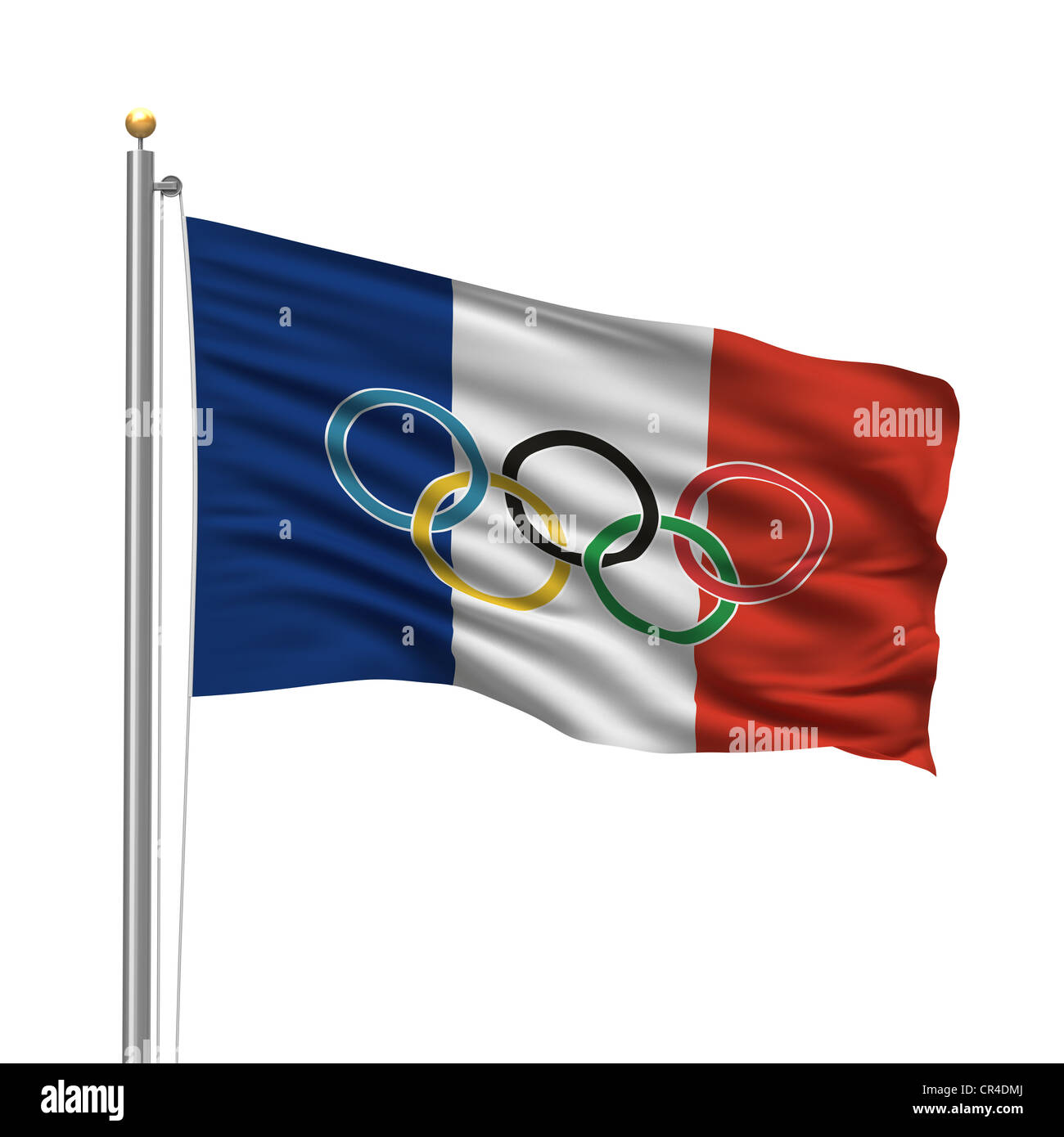 Flag of France with Olympic rings Stock Photo