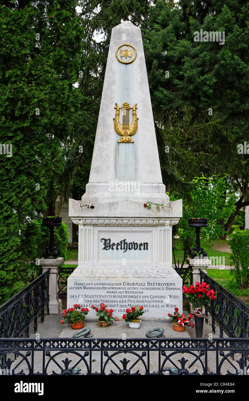 Grave of Ludwig van Beethoven, Wiener Zentralfriedhof, Vienna's central cemetery, honorary grave, Vienna, Austria, Europe Stock Photo
