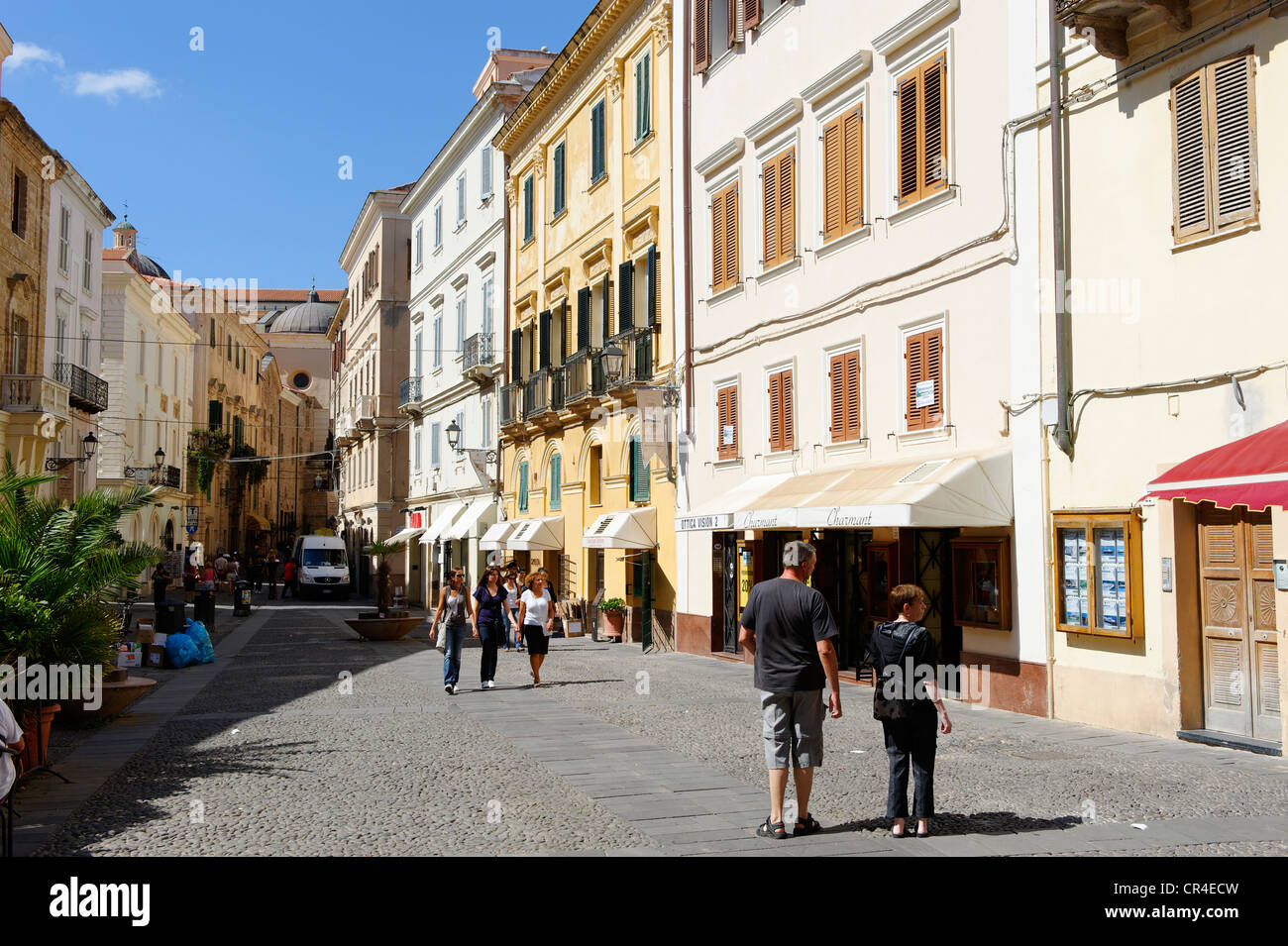 Piazza Civica, Alghero, west coast of Sardinia, Italy, Europe Stock Photo