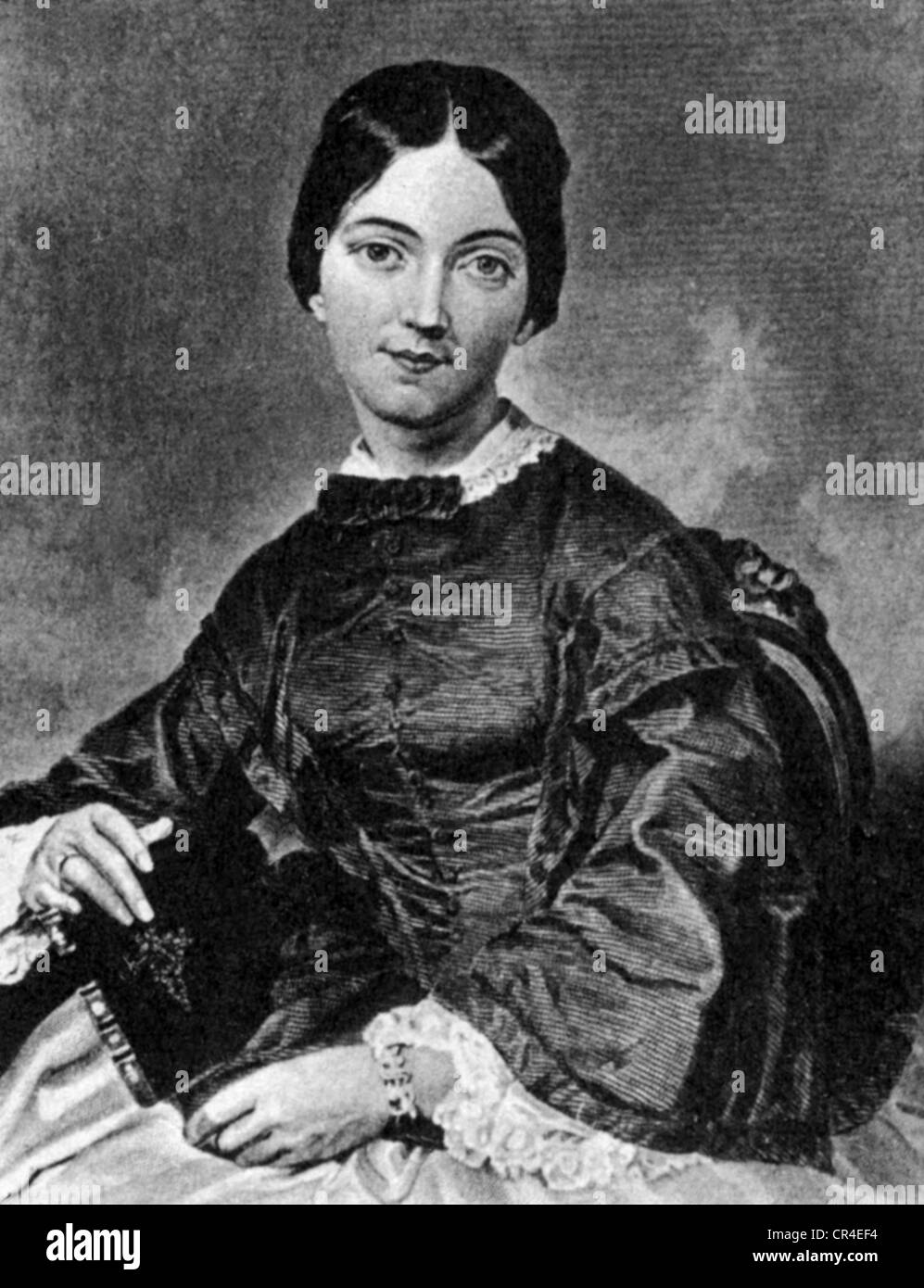Osgood, Frances Sargent, 1811 - 1850, American authoress / writer, half length, circa 1840, Stock Photo