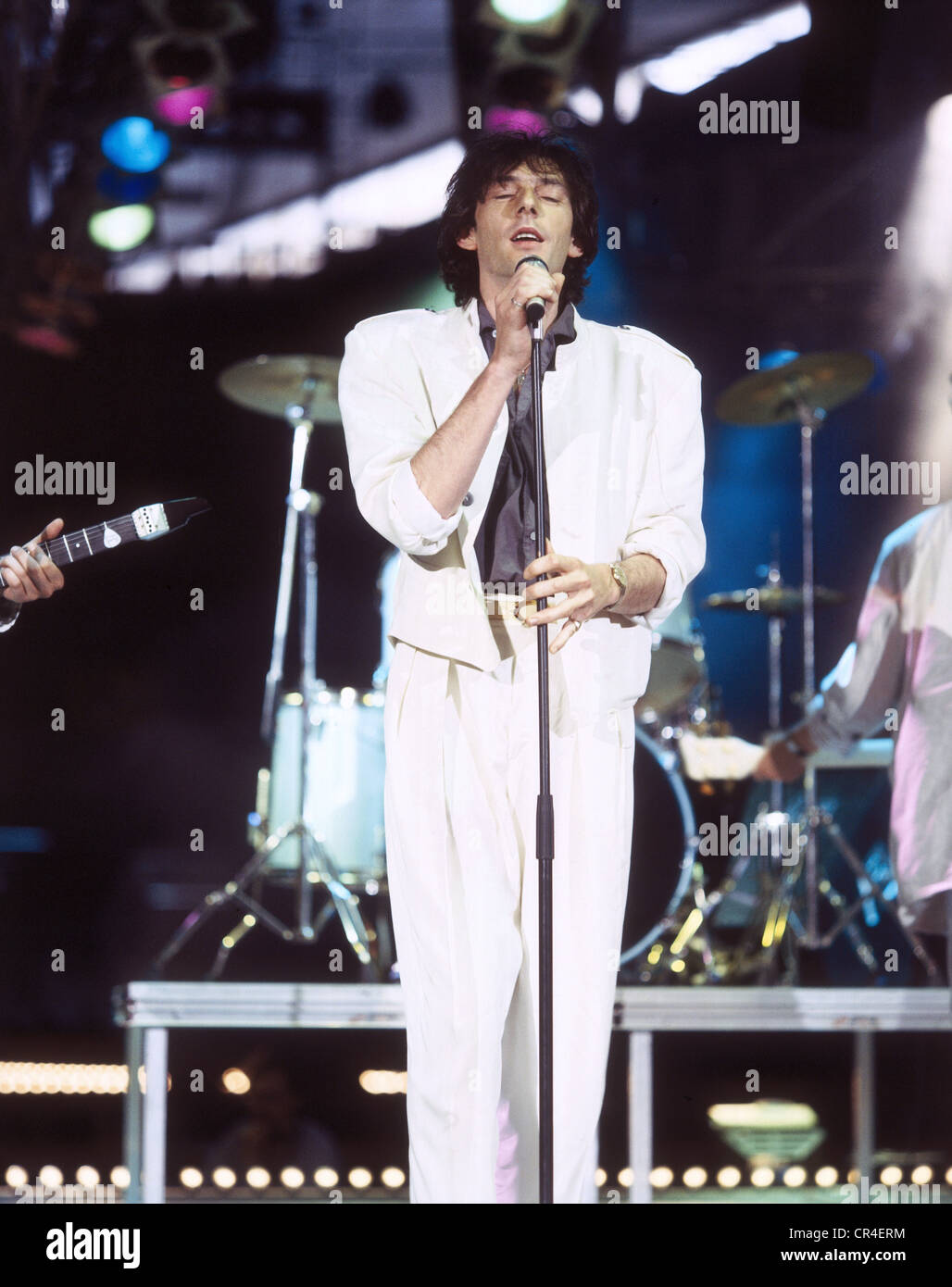Münchener Freiheit, German band, founded 1981, vocalist, Stefan Zauner, at a performance, late 1980s, Stock Photo