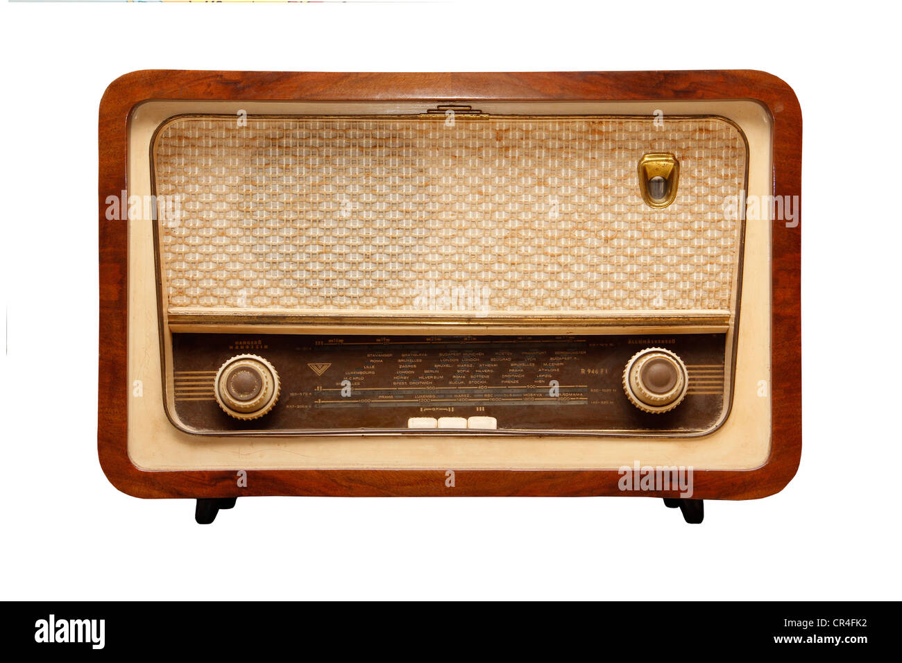 Old radio from 1950 and the years. Stock Photo