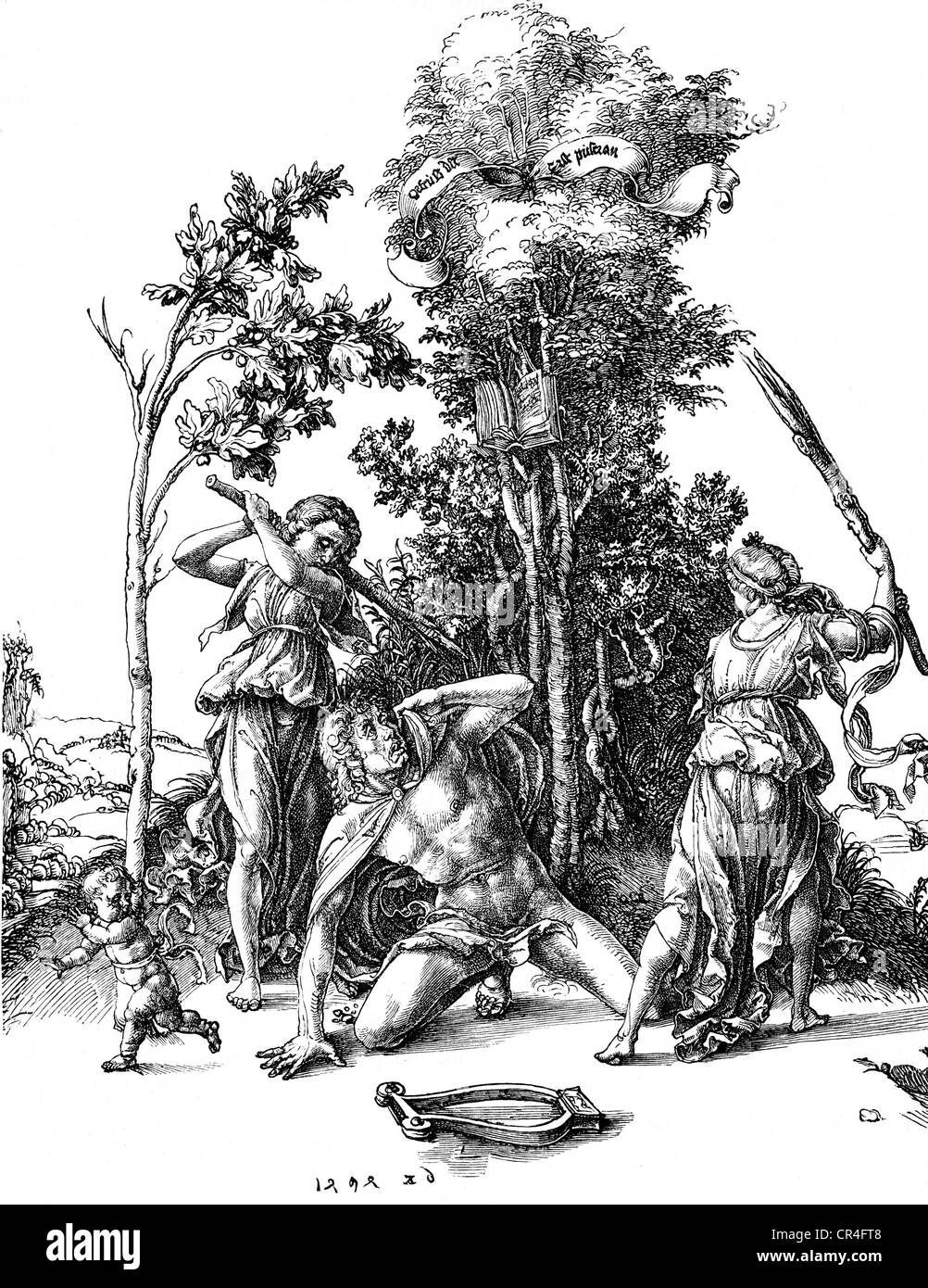 Orpheus, Thracian singer and musician, 'Death of Orpheus', woodcut by Albrecht Duerer, 1492, Artist's Copyright has not to be cleared Stock Photo